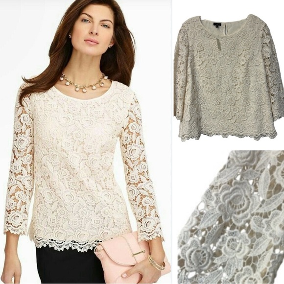 NWT Talbots Cream Lace Blouse 12P - Picture 1 of 7